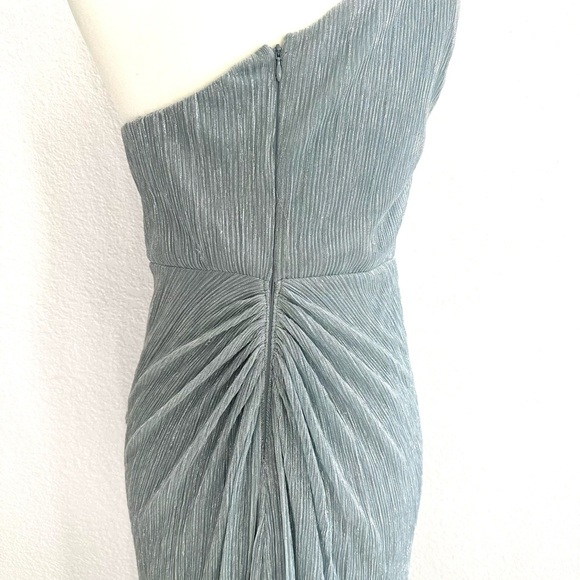 Adrianna Papell One-Shoulder Formal Floor Length Gown in Silver/ Light Blue Hue - Picture 10 of 11